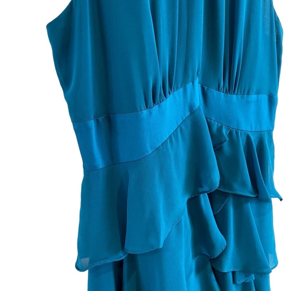 RW&CO. Empire chiffon dress woven turquoise cerulean blue sleeveless size 2 - Picture 7 of 16